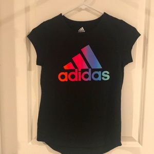 adidas girls athletic rainbow logo graphic tee